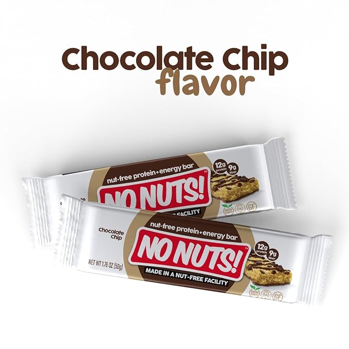 No Nuts! 100% Nut Free Dairy Free Vegan Protein Bars, Chocolate Chip, Organic, Kosher, Egg-Free, Non-Gmo & Dairy-Free Protein Bars