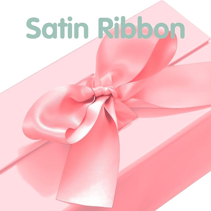 HAPPY POTATO Gift Box for Presents with Ribbon 9x6.5x3.8 Inches, Pink Gift Box with Lid, Bridesmaid Proposal Box (Glossy Pink)