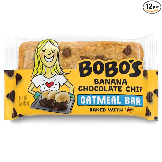 Bobo's Banana Chocolate Chip Oat Bars, Gluten Free, Non-GMO, Whole Grain Oats, Pack of 12 | Snack Bars | On-the-Go | Made with Simple Ingredients