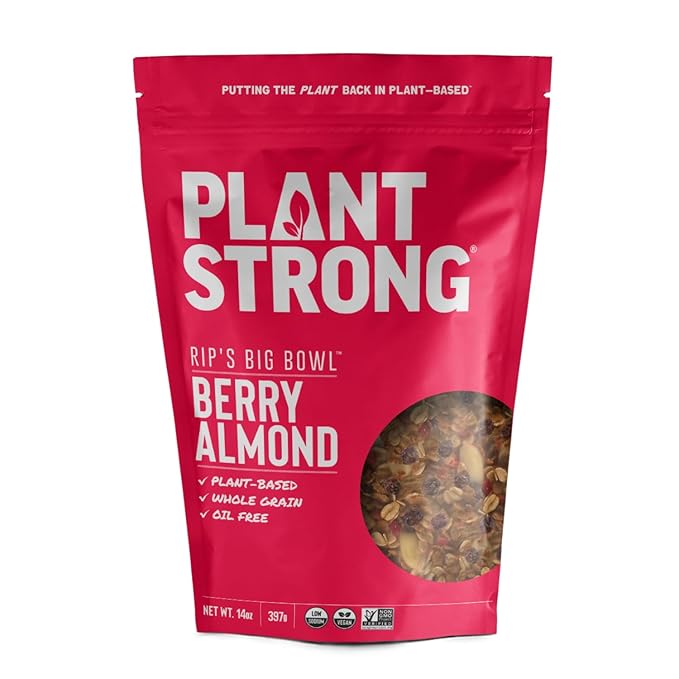 Rip's Big Bowl - PLANTSTRONG Berry Almond Cereal (6-Pack) Non-GMO Whole-Grain Plant-Based Oil Free Pack of 6 x 14oz Bags