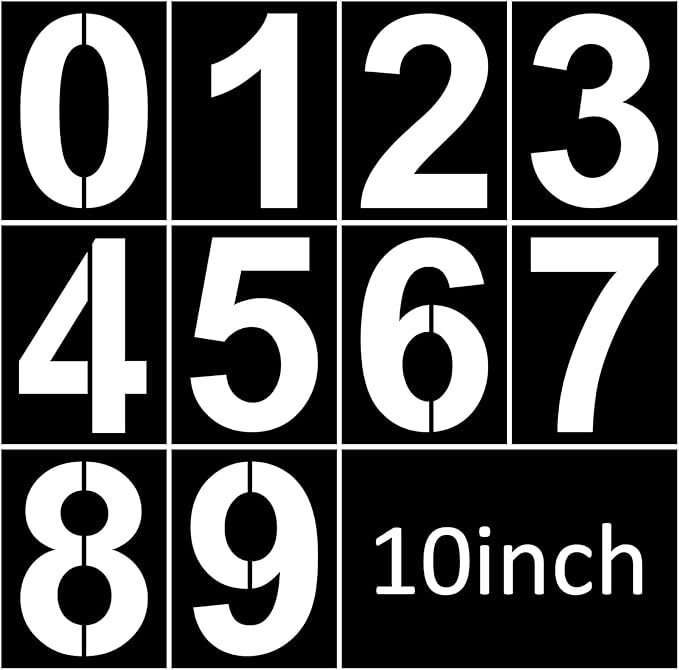 10 Inch Plastic Number Stencils - Reusable Digital Templates for Cake, Address, Painting