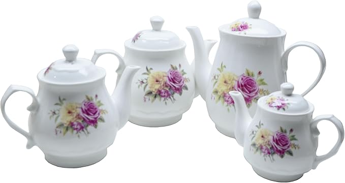 European Style Porcelain Teapot, Coffee Tea Water Pot Vintage Ceramic Kettle (50oz)