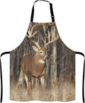 Deer Grass Hunting Bib Apron with Adjustable Neck for Men Women,Suitable for Home Kitchen Cooking Waitress Chef Grill Bistro Baking BBQ Apron