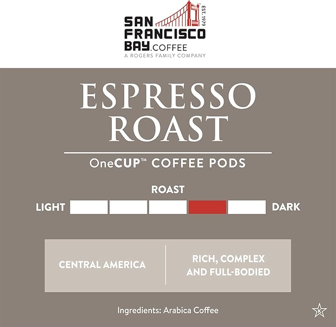 San Francisco Bay Compostable Coffee Pods - Espresso Roast (120 Ct) K Cup Compatible including Keurig 2.0, Dark Roast