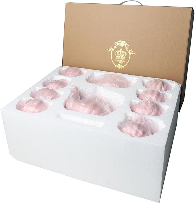 Sweejar Porcelain Tea Sets British Royal Series, 8 OZ Cups & Saucer Service for 6, with Teapot Sugar Bowl Cream Pitcher Teaspoons and Tea Strainer, Suitable for High Tea, Wedding, Party (Pink)