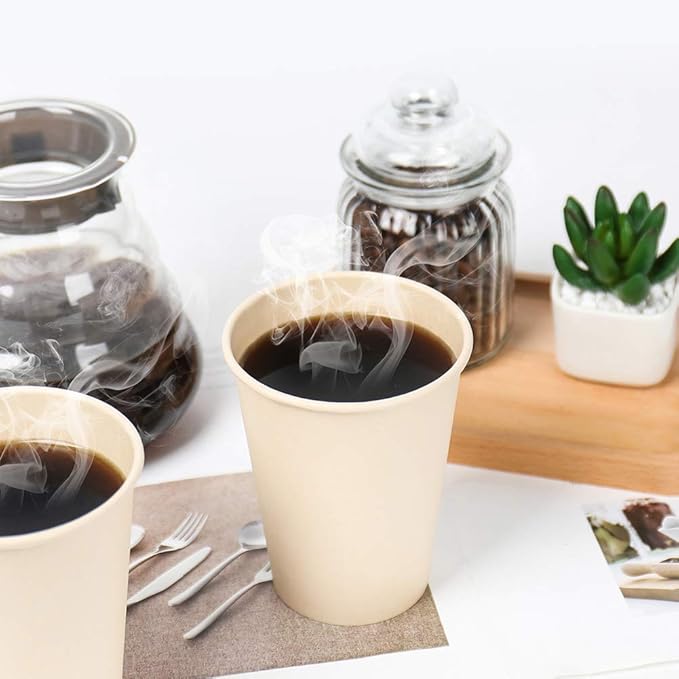 160 Count 15 oz Disposable Coffee Cups Paper Cups, Plant Fiber Cups Brown Hot Cups Hot Tea hot Drink Water cups