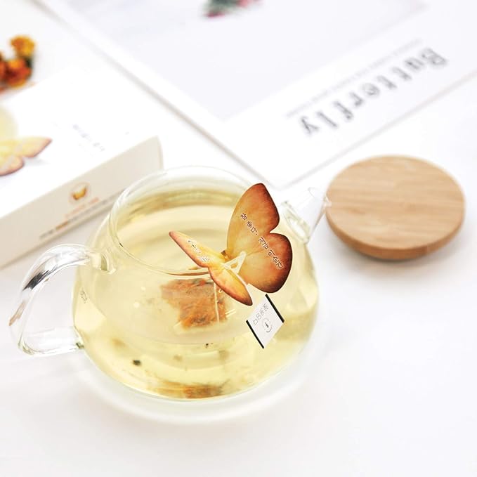 KKOKDAM Fancy Korean Tea Set Sampler – 3 Flavor Yellow Teas, Variety Pack with Butterfly Bags – Perfect and Elegant Korean Gift Box for Women- Perfect as Unique Tea Gifts or Gift Set for Women