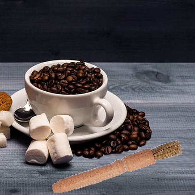 Coffee Brush Set, 13 Pieces Natural Wood & Nylon, Includes Wooden, Plastic, Straw, & Gap Brushes for Espresso Machine Cleaning