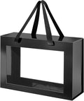 Large Black Clear Gift Box, 14x9x4.1 Inches, Window, Handle, Collapsible, Magnetic Closure, Groomsman Proposal, Bridal Shower, Valentine's Day, Anniversary, Birthday, Business Gifts, 1 Pack