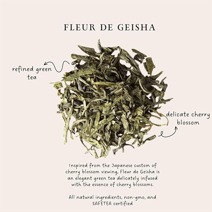 Palais des Thés - Geisha Flower - Green Tea & Cherry Blossom- 3.5oz Loose Leaf Metal Gift Tin, Serves 20-25 Cups