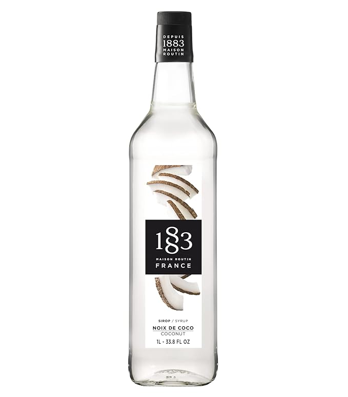 1883 Coconut Syrup for Drinks, Made in France, 1 Liter Plastic Bottle