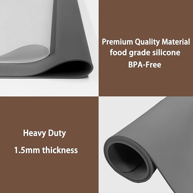Silicone Mats for Kitchen Counter, 48"x32"(120cmx80cm) Large Heat Resistant Mat Kitchen Island Waterproof Countertop Protector Mat Nons-slip Extra Large Counter Mat, Dark Gray