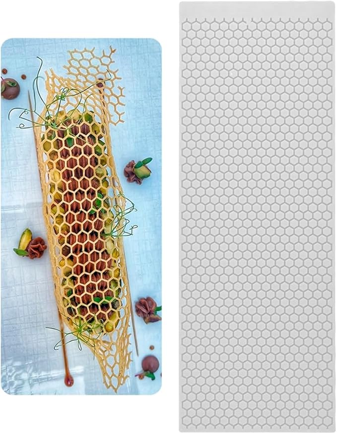 mostsom 3D Hollow Out Lace Mold Honey Shape Cake Mold Decorative Lace Mat Sugar Craft Silicone Pad Honeycomb Fondant Moulds Decorating Tools Baking (B_ Honeycomb)