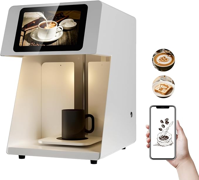 Coffee Latte Art Machine - 5-Second Custom Coffee Printer for Lattes, Breads & Cookies | Boost Drink Interest & Social Media Buzz | Perfect for Cafés, Bakeries & Home Use | 600DPI Resolution