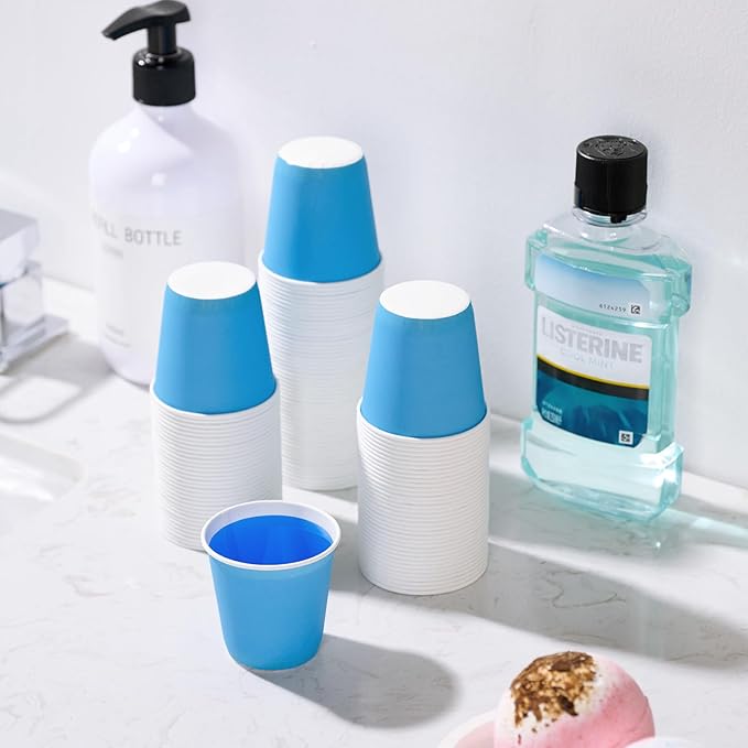 3oz Disposable Paper Cups 1200Pack, Small Bathroom Cups Bulk, Small Blue Paper Mouthwash Tumblers Perfect for Bathroom, Party, Picnic, Travel and Events