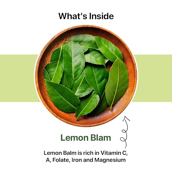 BLUE TEA - Lemon Balm Tea - 100 Count - Plant Based Tea Bag | RELIEVES STRESS - IMPROVES DIGESTION | Reduces Bloating | Refreshing Citrus Flavour - Leaf Based - Caffeine Free | Ziplock Pouch