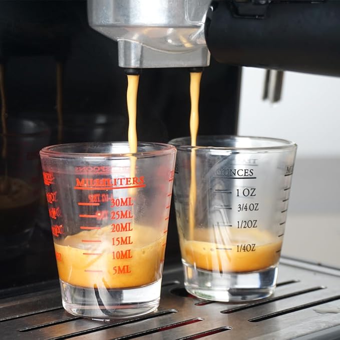 Shot Glasses Measuring cup Liquid Heavy Glass Wine Glass Espresso Shot Glass 26-Incremental Measurement 1oz, 6 Tsp, 2 Tbs, 30ml (2 pack-black 30ml)
