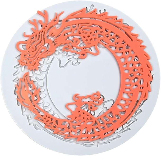 TUKE 3D Cake Lace Mold Fondant Silicone Mold Lace Mat Embosser Texture Silicone Mould Fondant Chocolate Stencil Border Bakeware Cake Decorating (J_ Dragon)