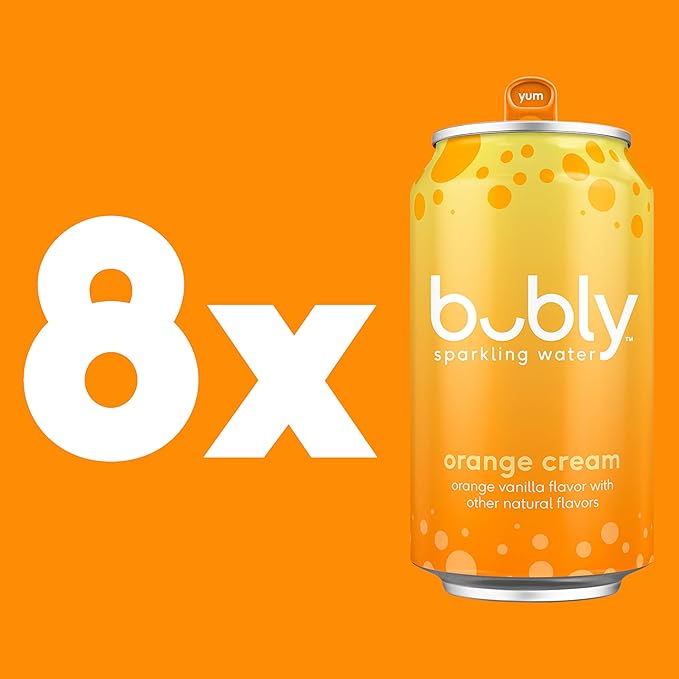 bubly Sparkling Water, Zero Sugar & Zero Calories, Seltzer Water, Orange Creamsicle, 12 Fl Oz Cans (Pack of 8)