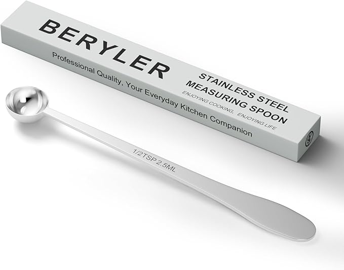 1PCS 1/2 Teaspoon(1/2tsp, 1/6tbsp, 2.5 ml) Single Measuring Spoon, Extra-long Handle Individual Measure Scoop, Stainless Steel Spoons Only