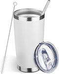 20oz Tumbler Bulk with Lid and Straw, Stainless Steel Double Wall Vacuum Insulated Travel Mug, Powder Coated Coffee Cups for Hot and Cold Drinks,Funny Gifts for Women Men(White,1)