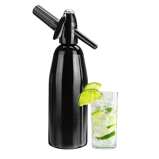 AstraLoom Soda Siphon,1L Portable Nostalgic Seltzer Water Maker Kit, Aluminum Sparkling Water Maker for Carbonated Drinks/Juices/Cocktails, Use 8 gram CO2 Cartridges (Not Included) (Black)