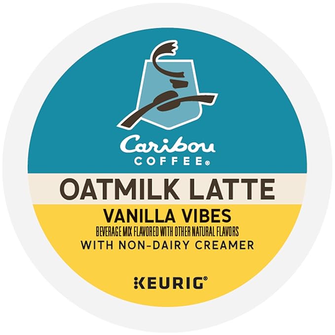 Caribou Coffee Vanilla Vibes Oatmilk Latte, One Step Latte Single Serve Keurig K-Cup Pods, 20-Count Box