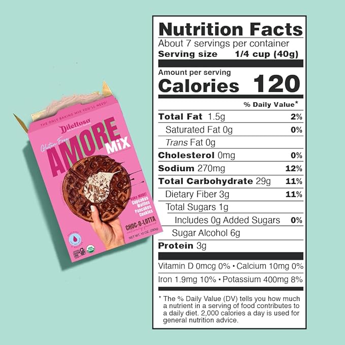 Dilettoso's Organic Gluten-Free Oat Flour Baking Mix | Chocolate | Pancakes, Waffles, Cupcakes, Brownies, and Cookies | 10oz AMORE Mix (2 Boxes)