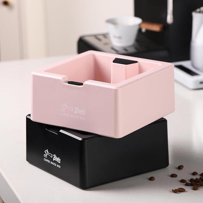 Bincoo Square Espresso knock Box 16cm /6.3 Inch Barista Style Coffee Knock Box for Grounds with Anti-Slip Base, Multi-functional Sturdy Espresso Dump Bin for Home/Office.. (black)