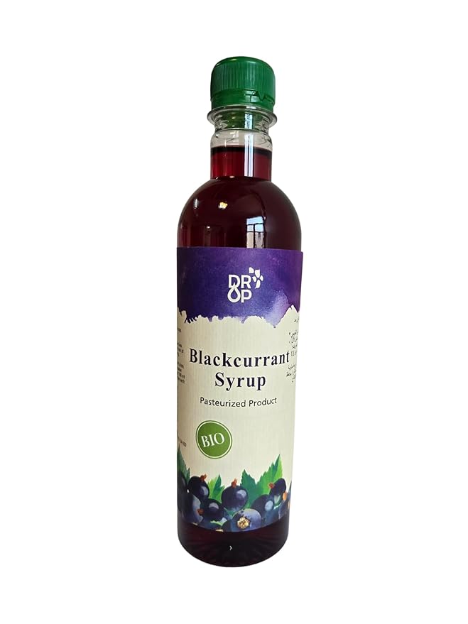 DROP Pure Organic Blackcurrant Flavor Bio Syrup-16.9oz (500ml), Natural 30% Concentrate Fruit Syrups,Great For Cocktails,Bevarages,Coffee,Shaved Ice and Ice-Cream,Gluten-Free, NON-GMO Snow Cone Syrup