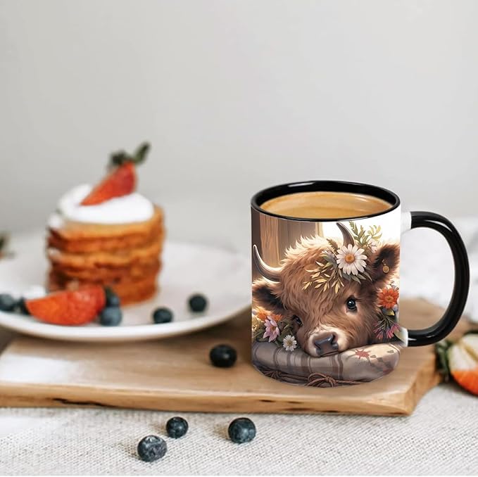 Highland Cow Gifts for Woman, Highland Cow Coffee Mug, Cow Iced Coffee Cup, Western Cow Gifts, Cow Gifts Set for Women Cow Lovers, Cow Drinking cup,11oz Mug