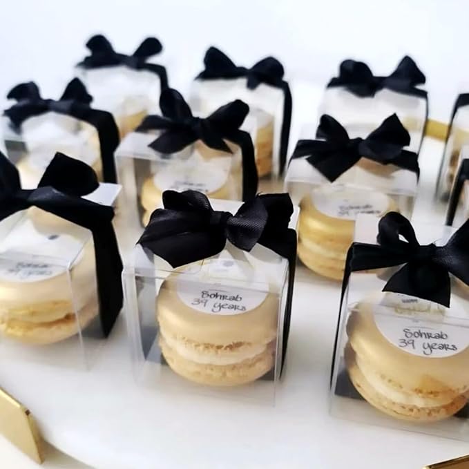 RomanticBaking 100 Pack Bulk 2x2x2 Inch Clear Gift Boxes Macaron Boxes Small Chocolate Bomb Boxes Birthday Wedding Party Favor Boxes