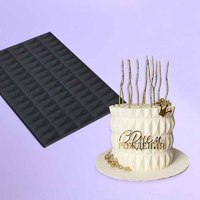 mostsom Silicone Lace Cake Mold Cube Pattern Fondant Impression Mat for Baking, Candy, Chocolate, Buttercream Decorating - Reusable Non-Stick Flexible Cake Decor Tool (A_ Cube Pattern)
