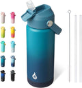 BJPKPK Insulated Water Bottle with Straw Lid, 18oz Thermos Water Bottles with Soft Nozzle, Flex Handle & Non-slip Boot, BPA Free Leak Proof Stainless Steel Metal Thermos, Tumblers, Cups,Vast