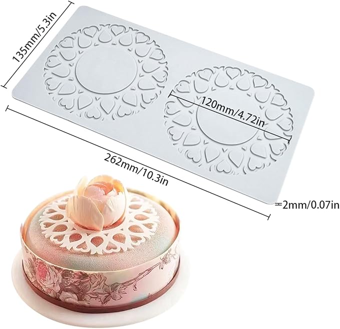 TUKE Hollow Tulip Flower Shape Sugar Craft Silicone Pad French Dessert Lace Mat Fondant Cake Mold Cupcake Decorating Silicone Mould (E_ Tulip Flower)
