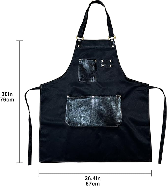 Barista Waitress Chef Cooking Aprons Waterproof Canvas Hair Stylists Apron with 3 Pockets for Women