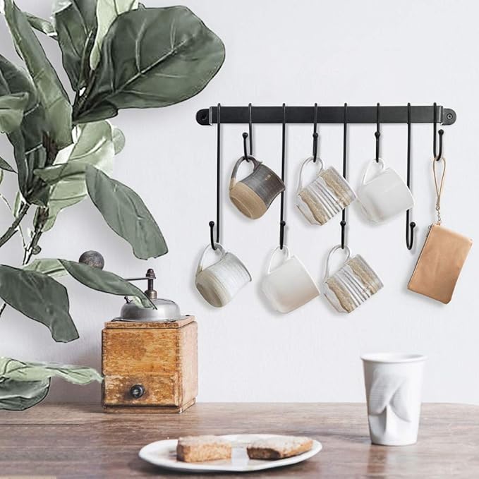 AJART Coffee Bar Decor Mug Holder: 17" Coffee Cup Rack for Home Kitchen Office Dining Room Cafe Bar