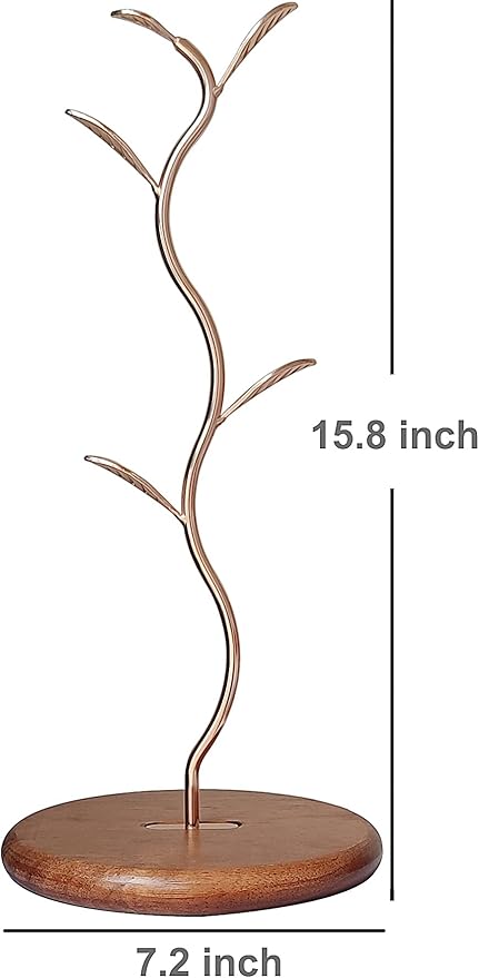 Coffee Mug Holder,Mug Tree for Counter,Mug Rack Countertop,Leaf Shaped Coffee Tea Cup Mug Holder Stand for Countertop,Perfect Coffee Bar Accessory & Kitchen Home Organizer Gold