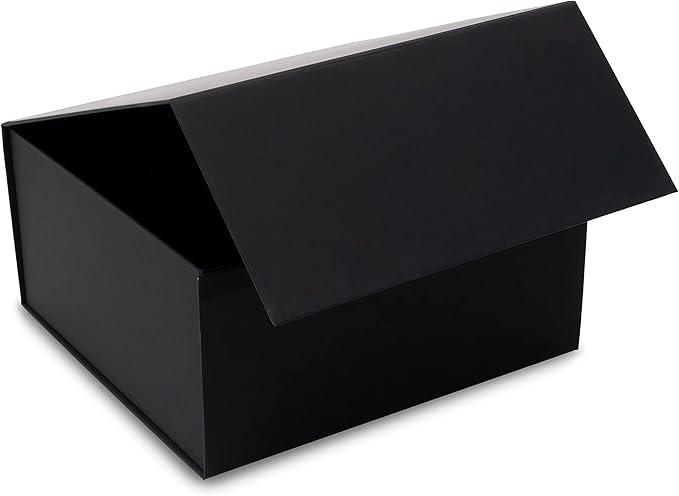 Prime Line Packaging Christmas Gift Boxes with Lids, Holiday Gift Boxes for Presents, Medium Black Gift Box, Collapsible for Wrapping, Birthdays, Weddings, Bulk, 10x10x5, 15 Pack
