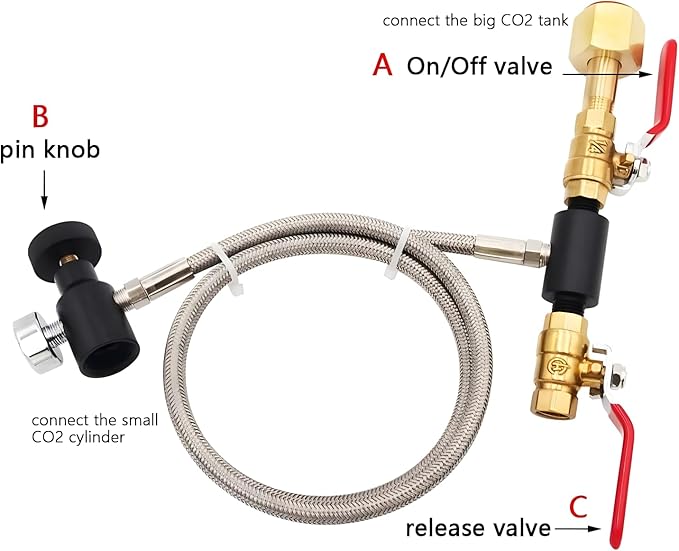 Soda Machine CO2 Cylinder Refill Adapter Hose Soda Maker Co2 Canister Refill Station for Filling Soda blue Co2 Bottle