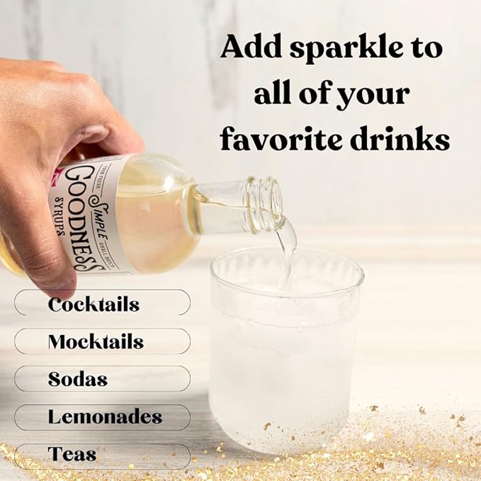 Simple Goodness Sisters Simple Syrup, Organic Cane Sugar, Syrup for Cocktails & More (20 Servings, Sparkle)