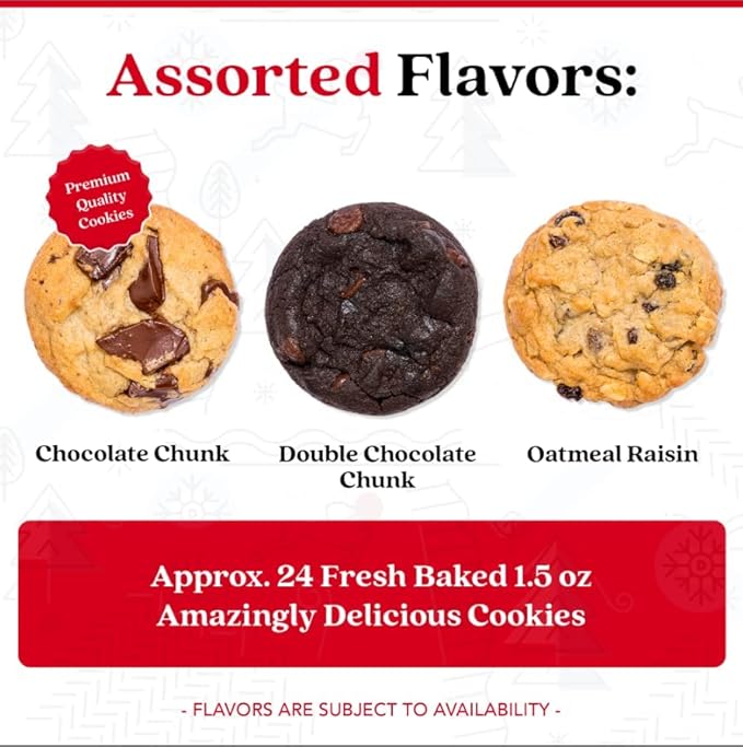 David’s Cookies Winter Wonderland Assorted Christmas Cookies Tin - Delicious Chocolate Chunk & Oatmeal Raisin Cookies - Fresh-baked and Homemade Cookies - Gourmet Holiday Food Gift Basket for Everyone