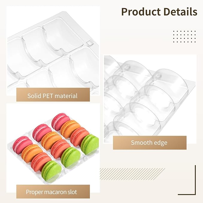 24 PCS Macaron Boxes, 12-Slot Dessert Cases for Macarons Small Cakes, Clear Plastic Macaron Storage Containers, Macaroon Packaging Display Trays for Cookie Wedding Party Gifts