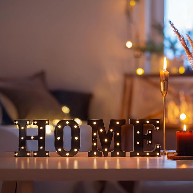 Foaky Black LED Letter Lights for Room Decor - Bedroom Wall Decor, Alphabet Lights for Home, Wedding, Party - Battery Operated （R）