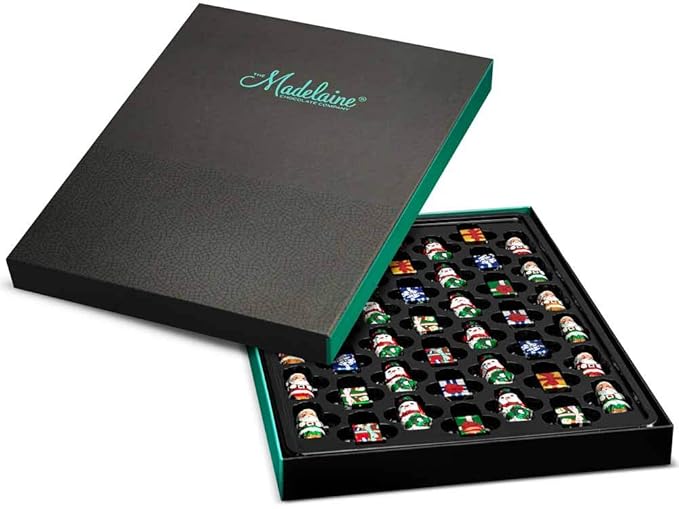 Premium Madelaine Chocolate Gift Box - 45 Assorted Pieces - Rich & Creamy Solid Milk Chocolates - Best Corporate Holiday Gift - Great for Teachers & Coaches - Whimsical Holiday Themed Foil Wrappers