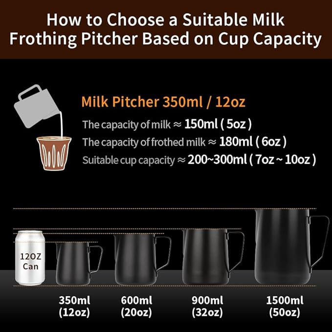 watchget Stainless Steel Milk Frothing Pitcher 20oz/600ml - Espresso Steaming Pitcher for Cappuccino, Latte Art, Coffee Machine Accessories Milk Jug Coffee Frother Cup, Matt Silver