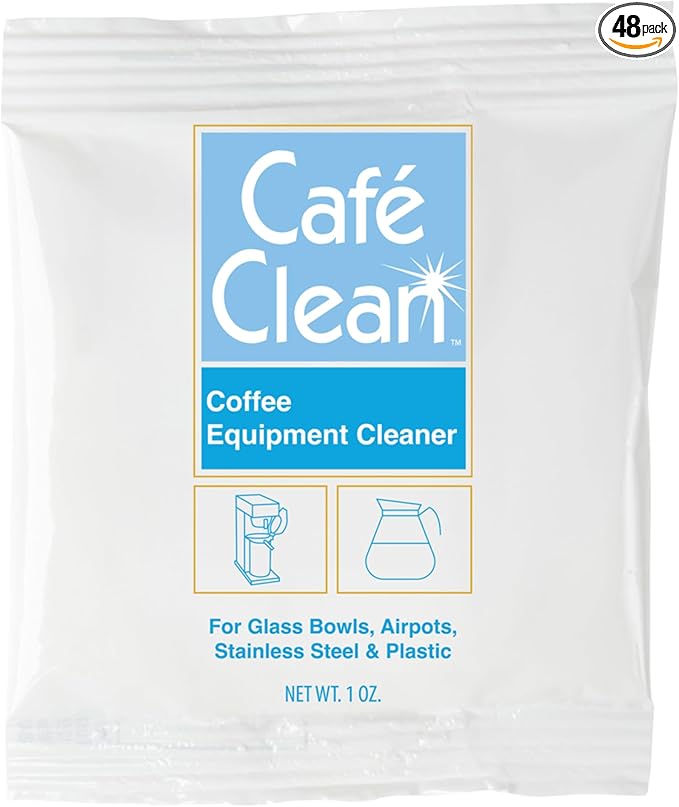 Coffee Equipment Cleaner, All-Purpose Brewing Equipment, Espresso, Coffee Maker Cleaner, Café Clean Removes Oil, Stain Buildup, from Glass, Plastic & Stainless Steel - 1 Oz. (48 Count)