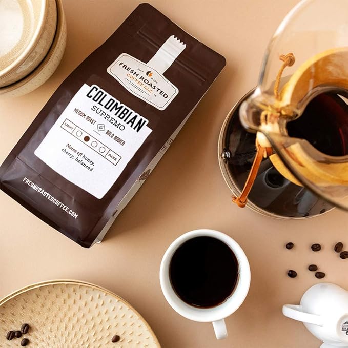 Fresh Roasted Coffee,100% Colombian, 12 oz, Medium Roast, Kosher, Whole Bean