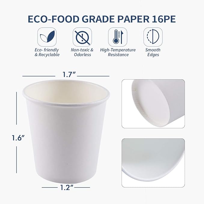 Turbo Bee 300Pack 4oz Disposable Paper Cups,Hot/Cold Beverage Drinking Cup，Small Paper Cups for Bathroom and Mouthwash…