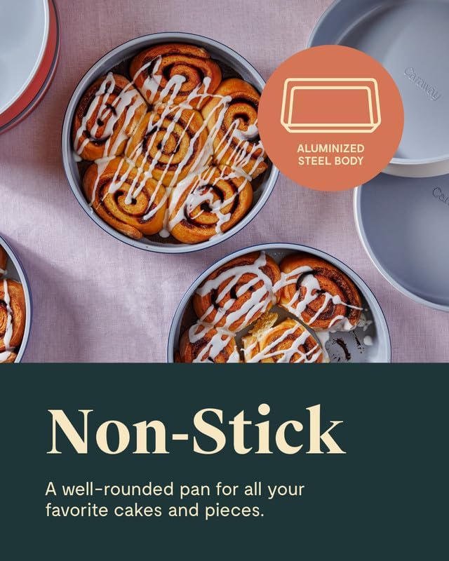 Caraway Non-Stick Ceramic 9” Circle Pan - Naturally Slick Ceramic Coating - Non-Toxic, PTFE & PFOA Free - Perfect for Birthday Cakes, Tartes, & More - Slate